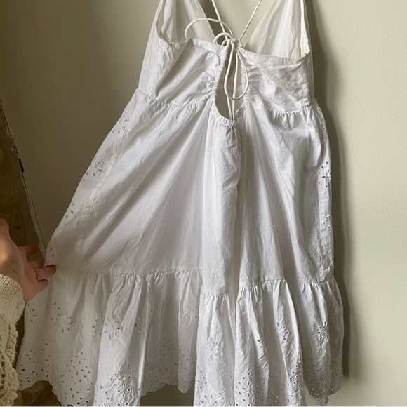 Zara White Eyelet Sundress size small tiered dress adjustable strap length - Picture 8 of 9